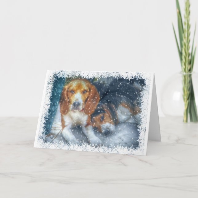 Winter Beagle Greeting Card (Front)