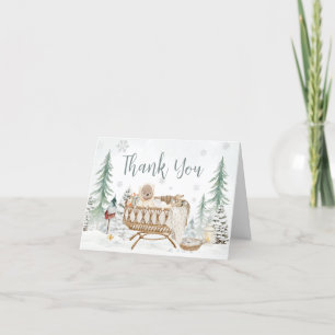 Winter Bear Baby Its Cold Outside Baby Shower Thank You Card