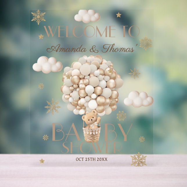 Winter Bear Baby Shower Welcome Sign (Neutral)