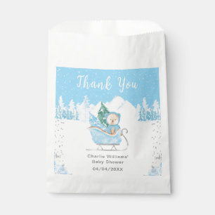 Winter Bear Blue Sleigh Baby Shower Thank You Favour Bag
