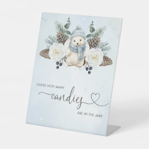 Winter Bear Boy Baby Shower Guess How Many Game Pedestal Sign