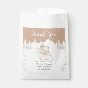 Winter Bear Brown Sleigh Baby Shower Thank You Favour Bag
