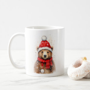 Winter Bear in a Cozy Red Hat  Coffee Mug