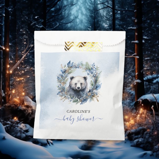 Winter Bear Watercolor Baby Shower Favour Bag (Winter Bear Watercolor Baby Shower Favor Bag)