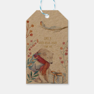 Winter Bear Watercolor Gift Tag Personalized