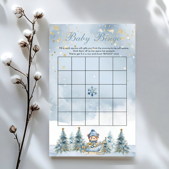 Winter Bear Wonderland Boy Baby Shower Bingo Game (Creator Uploaded)