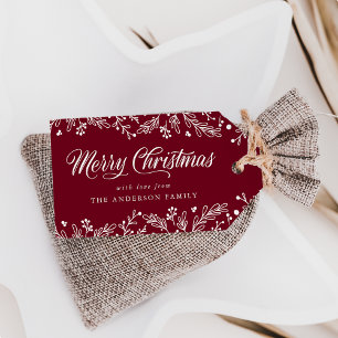 Winter Berries and Foliage Cranberry Holiday Gift Tags