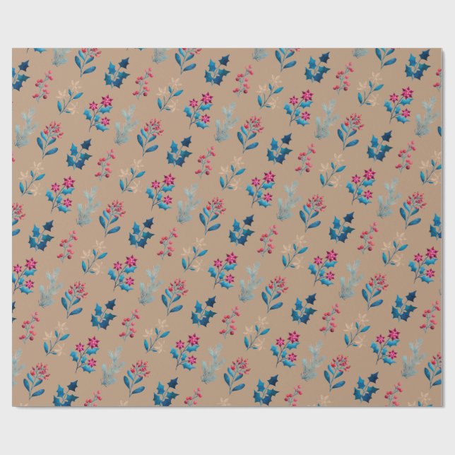 Winter berries and greenery Wrapping Paper roll (Flat)