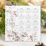 Winter Berries Birds Christmas Calendar<br><div class="desc">A magnet card with a calendar. 
Features an elegant wintery scene adorned with red berries and a charming pair of birds perched on delicate branches.</div>