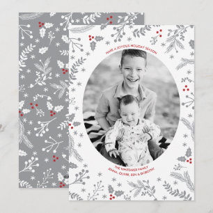 Winter Berries Christmas Holiday Flat Card