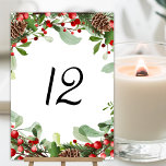 Winter Berries Christmas Wedding Table Number<br><div class="desc">Complete the look of your winter wedding with our 'Winter Berries Christmas Wedding Table Numbers'. They add a personal and elegant touch to your wedding tables. Order yours today and make your special day unforgettable!</div>