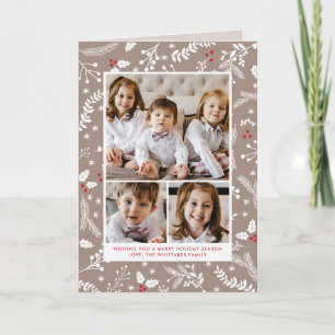 Winter Berries Ecru Christmas Holiday Folded Card