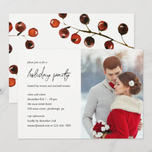 Winter Berries Fête Photo Invitation