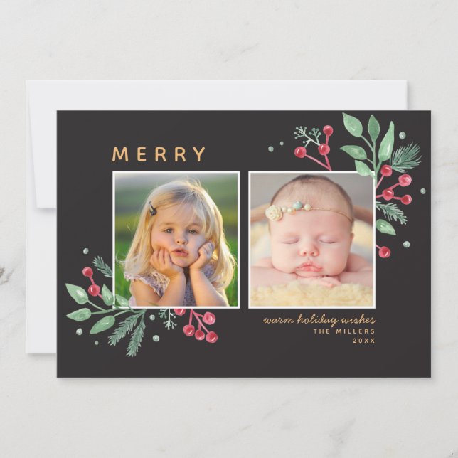 Winter Berries Greenery Merry Christmas 2-Photo (Front)