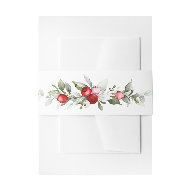 Winter Berries Monogram Wedding Invitation  Invita Invitation Belly Band (Front Example)