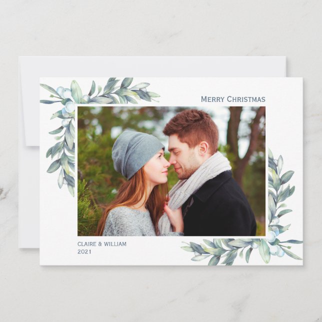 Winter Berries Photo Card for Christmas & Holidays (Front)