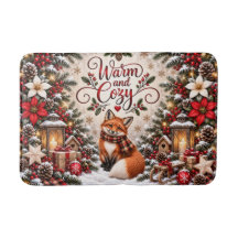 Winter Berries Pine Cones Fox Illustration