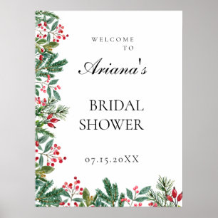 Winter Berries Pine Greenery Wedding Welcome sing Poster