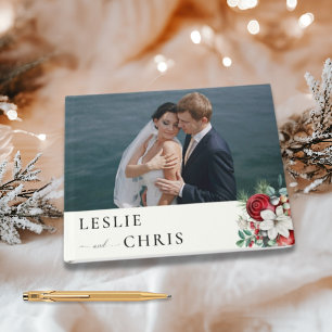 Winter Berries & Pine Watercolor Greenery Wedding  Guest Book