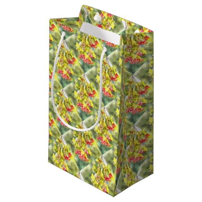Winter Berries Watercolor Small Gift Bag (Front Angled)
