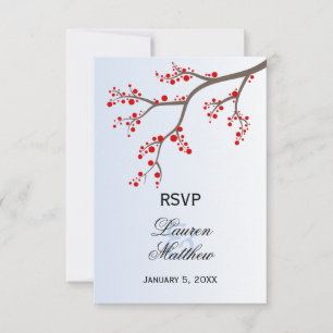 Winter Berry Branch RSVP Reply Cards