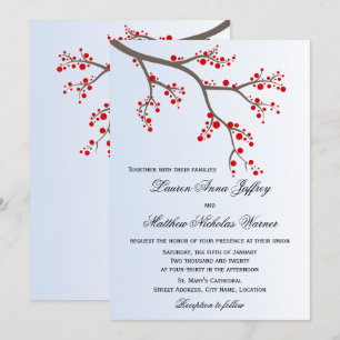 Winter Berry Branch Wedding Invitation