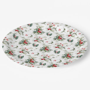 Winter Berry Christmas Paper Plate