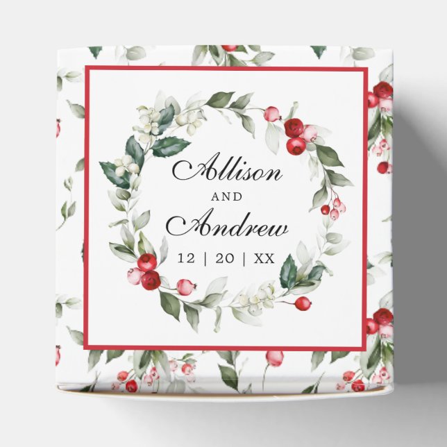 Winter Berry | Wedding Wreath Favor Box (Top)