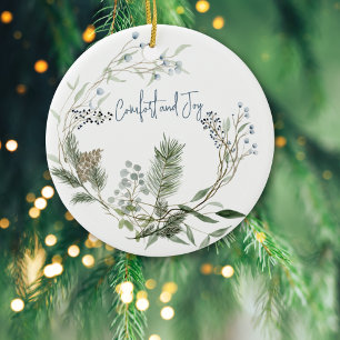 Winter Berry Wreath   Ceramic Ornament