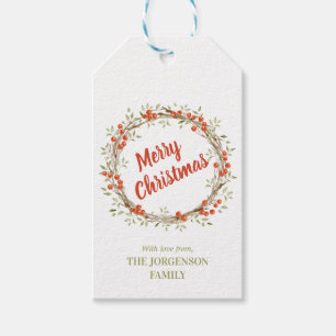 Winter Berry Wreath Christmas Gift Tags