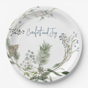 Winter Berry Wreath Favour Tags Paper Plate