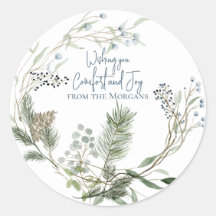 Winter Berry Wreath Holiday Favour Tags