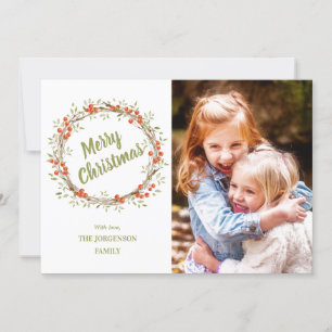 Winter Berry Wreath Photo Christmas Holiday Card