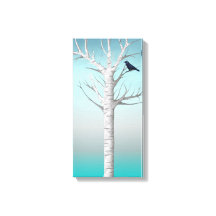 Winter Birch Grove w/bird 10x20 Wrapped Canvas