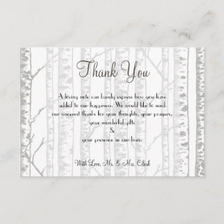 Winter Birch Wood Thank you Card