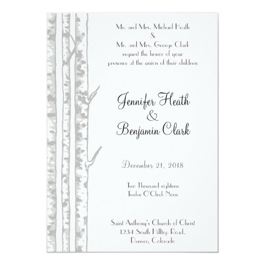 Winter Birch Wood Wedding Invitation