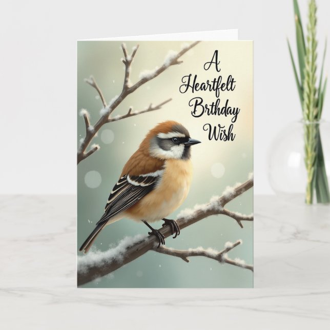 Winter Bird Birthday Card (Front)