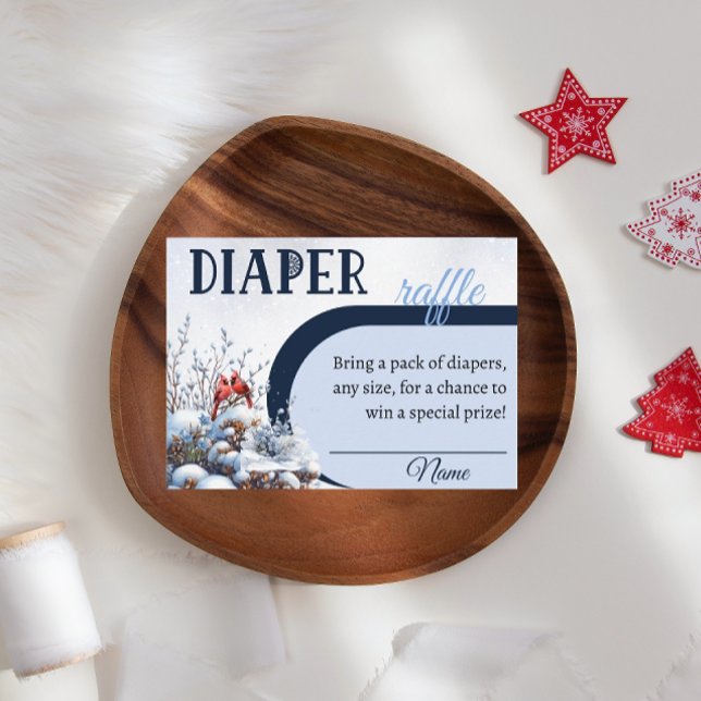 Winter Bird Cardinal Diaper Raffle Baby Shower Enclosure Card (Creator Uploaded)