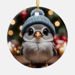 Winter Bird  Ceramic Ornament