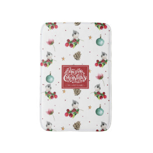 Winter Bird Christmas Tufted Titmouse Personalized Bath Mat