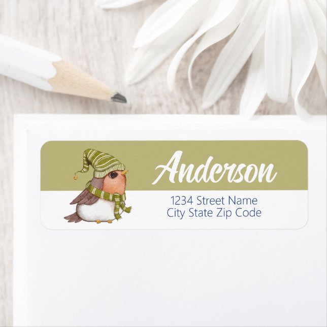 Winter Bird Holiday Return Address Label (Insitu)