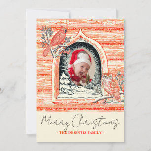 Winter Bird Nature Scene Photo Christmas Holiday Card