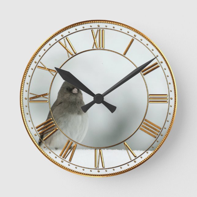 Winter Bird Round Clock (Front)