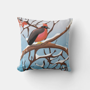 winter bird throw pillow