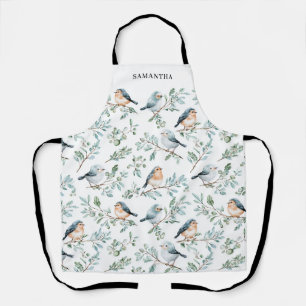 Winter Bird Watercolor Personalized Apron