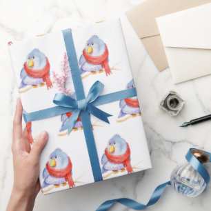 Winter Bird with Scarf Wrapping Paper