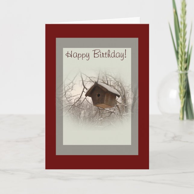Winter Birdhouse Holiday Card (Front)
