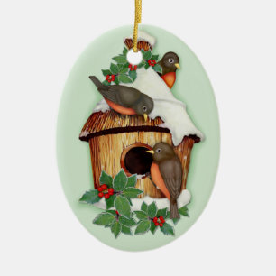 Winter Birds Ceramic Ornament