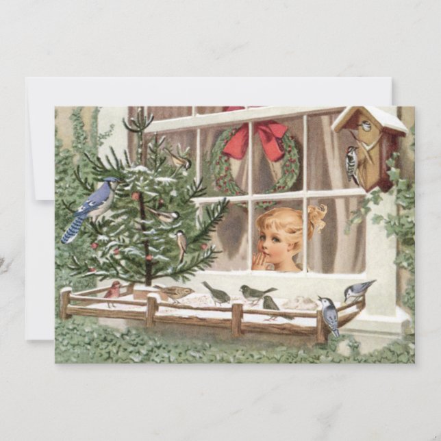 Winter Birds Christmas Tree Vintage Holiday Nature (Front)