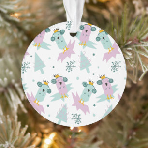 Winter Birds Christmas Trees Iceberg Doodle Ornament